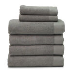Textured Gray 6-Piece College Towel Set with 4 Bath Towels