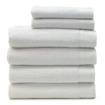 Textured White 6-Piece College Towel Set with 4 Bath Towels
