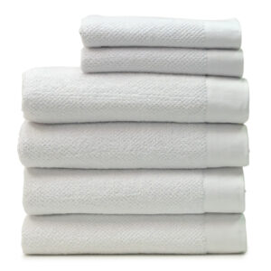 Textured White 6-Piece College Towel Set with 4 Bath Towels