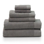 College Gray Waffle 6 Piece Towel Set for Students – Quick-Dry Campus Bath Essential