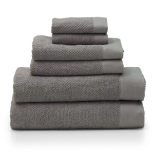 College Gray Waffle 6 Piece Towel Set for Students – Quick-Dry Campus Bath Essential