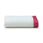 Deluxe College Bath Towel in White with Pink Trim