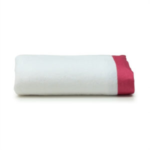 Deluxe College Bath Towel in White with Pink Trim