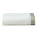 Deluxe College Bath Towel in White with Taupe Trim
