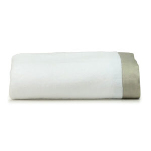 Deluxe College Bath Towel in White with Taupe Trim