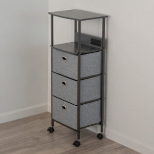 Charging 3-Drawer College Storage Cart for Campus Living