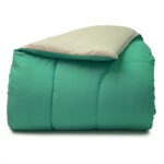 Emerald and Sand Twin XL College Comforter with Modern Channel Quilting