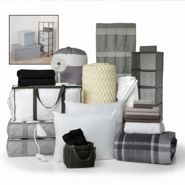 PKG_FFN_PDBK-Black-Towels-White-Blanket Black Plaid Fully Furnished Pack