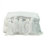 College White Tassel Fringe Throw for Students – Cozy Campus Bedding Accent