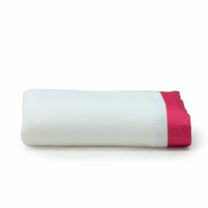 Deluxe College Bath Towel in White with Pink Trim
