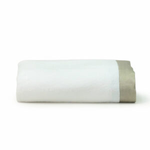 Deluxe College Bath Towel in White with Taupe Trim